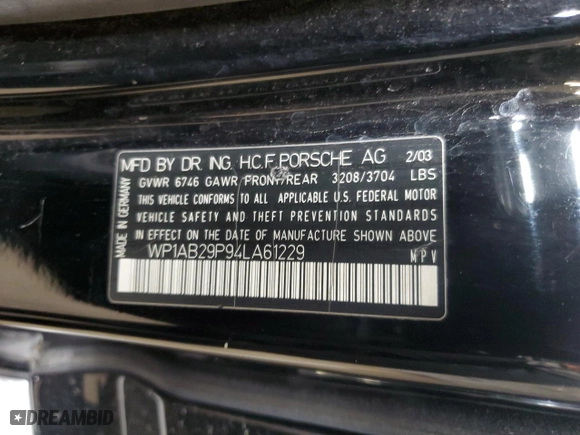 2004 Porsche Cayenne S with VIN WP1AB29P94LA61229, listed as a Copart auction lot 49205395 with 0 mi miles and Salvage Title. Bid and sale history available at carsss.com. Image 13.