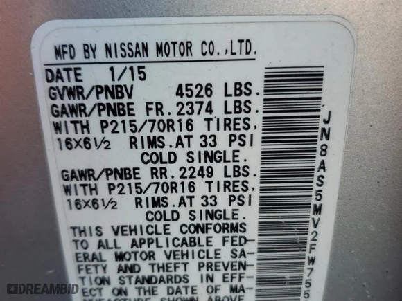 2015 Nissan Rogue Select S with VIN JN8AS5MV2FW755081, listed as a Copart auction lot 42615315 with 139,325 mi miles and Clean Title. Bid and sale history available at carsss.com. Image 13.