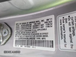 2011 Honda CR-V SE with VIN 5J6RE4H45BL090202, listed as a IAAI auction lot 42121560 with 156,614 mi miles. Bid and sale history available at carsss.com. Image 9.