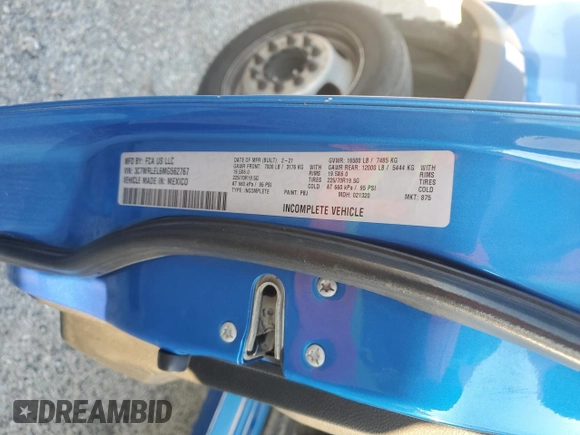 2021 Ram 4500 с VIN 3C7WRLEL6MG562767, выставлен на аукционе Copart как лот 88426055 с пробегом 166 988 миль миль и Чистый • Clean title. История ставок и продаж доступна на DreamBid. Изображение 13.