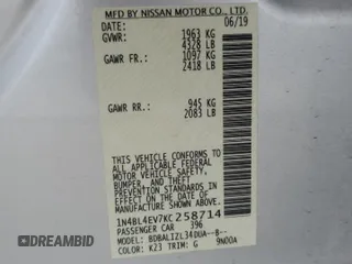 2019 Nissan Altima SL with VIN 1N4BL4EV7KC258714, listed as a Copart auction lot 51266935 with 44,184 mi miles and Salvage Title. Bid and sale history available at DreamBid. Image 13.