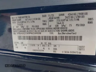 2023 Ford Transit Passenger XL with VIN 1FBAX2C85PKC08858, listed as a IAAI auction lot 41505754 with 45,897 mi miles and . Bid and sale history available at DreamBid. Image 9.
