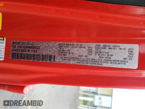 2021 Jeep Wrangler Unlimited Freedom with VIN 1C4HJXDN0MW605573, listed as a Copart auction lot 59896165 with 55,751 mi miles and Salvage title. Bid and sale history available at DreamBid. Image 14.