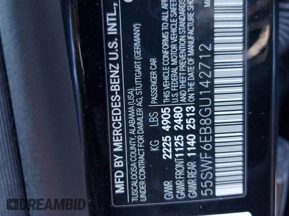 2016 Mercedes-Benz C 450 AMG with VIN 55SWF6EB8GU142712, listed as a Copart auction lot 47525155 with 118,110 mi miles and Salvage Title. Bid and sale history available at carsss.com. Image 12.