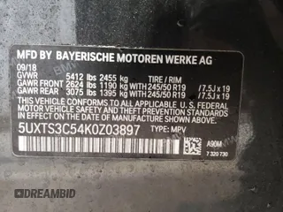 2019 BMW X3 M40i with VIN 5UXTS3C54K0Z03897, listed as a Copart auction lot 51805765 with 73,374 mi miles and Salvage Title. Bid and sale history available at DreamBid. Image 15.
