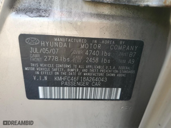 2008 Hyundai Azera Limited with VIN KMHFC46F18A264043, listed as a Copart auction lot 70873014 with 0 mi miles and Salvage Title. Bid and sale history available at carsss.com. Image 13.