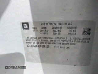 2016 Chevrolet Malibu Limited LS with VIN 1G11B5SA4GF106100, listed as a IAAI auction lot 41864861 with 114,319 mi miles. Bid and sale history available at carsss.com. Image 9.
