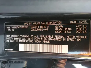 2015 Volvo S60 T5 Platinum with VIN YV1612TM1F1361171, listed as a Copart auction lot 36642793 with 58,929 mi miles. Bid and sale history available at carsss.com. Image 12.