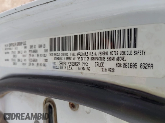 2013 Ram 1500 Express with VIN 1C6RR7KT7DS668327, listed as a IAAI auction lot 42482785 with 154,372 mi miles and . Bid and sale history available at DreamBid. Image 9.
