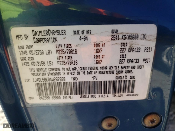 2004 Jeep Liberty Limited with VIN 1J4GL58K04W297888, listed as a Copart auction lot 46644735 with 197,653 mi miles and Salvage Title. Bid and sale history available at carsss.com. Image 13.