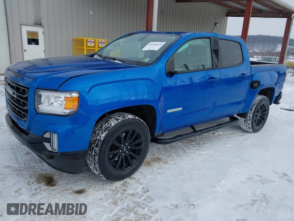 2021 GMC Canyon 4WD Elevation with VIN 1GTG6CEN9M1247181, listed as a IAAI auction lot 41285616 with 46,080 mi miles. Bid and sale history available at carsss.com. Image 2.