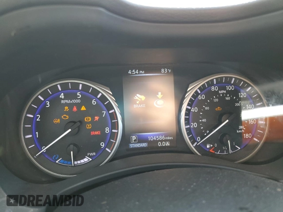 2014 Infiniti Q50 Hybrid Premium with VIN JN1AV7AP1EM692234, listed as a Copart auction lot 48697525 with 104,586 mi miles and Salvage Title. Bid and sale history available at DreamBid. Image 9.