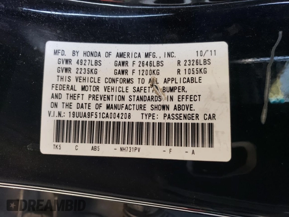 2012 Acura TL Tech Auto with VIN 19UUA9F51CA004208, listed as a Copart auction lot 84816454 with 116,040 mi miles and Salvage Title. Bid and sale history available at carsss.com. Image 13.