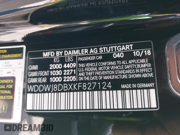 2019 Mercedes-Benz C 300 с VIN WDDWJ8DBXKF827124, выставлен на аукционе IAAI как лот 42391477 с пробегом 72 546 миль миль и . История ставок и продаж доступна на DreamBid. Изображение 9.