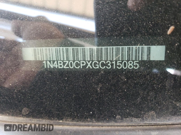 2016 Nissan LEAF S with VIN 1N4BZ0CPXGC315085, listed as a Copart auction lot 61111805 with 65,201 mi miles and Salvage title. Bid and sale history available at DreamBid. Image 13.