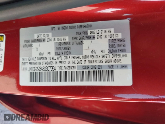 2008 Mazda 5 Sport with VIN JM1CR293480307954, listed as a IAAI auction lot 41775941 with 102,645 mi miles. Bid and sale history available at carsss.com. Image 9.