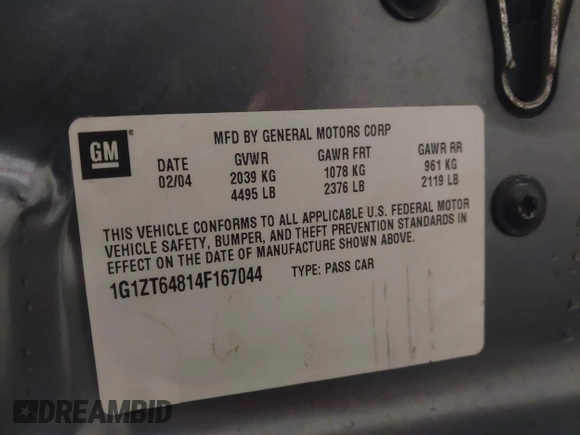 2004 Chevrolet Malibu Maxx LS with VIN 1G1ZT64814F167044, listed as a IAAI auction lot 41176248 with 187,962 mi miles. Bid and sale history available at carsss.com. Image 9.