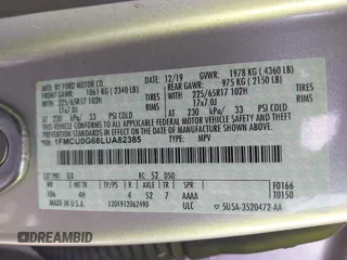 2020 Ford Escape SE с VIN 1FMCU0G68LUA82385, выставлен на аукционе IAAI как лот 42113552 с пробегом 82 771 миль миль и . История ставок и продаж доступна на DreamBid. Изображение 9.