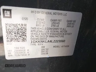2020 GMC Acadia SLE with VIN 1GKKNKLA4LZ223060, listed as a IAAI auction lot 42146716 with 105,118 mi miles and . Bid and sale history available at DreamBid. Image 9.