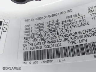 2016 Honda CR-V EX-L with VIN 5J6RM3H73GL011334, listed as a IAAI auction lot 41643636 with 212,792 mi miles. Bid and sale history available at carsss.com. Image 9.