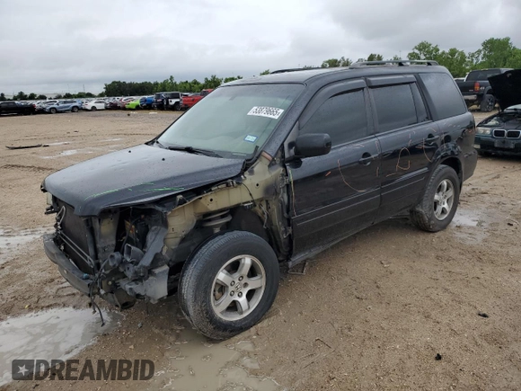 2006 Honda Pilot EX-L with VIN 5FNYF28516B003593, listed as a Copart auction lot 53879665 with 153,264 mi miles and Salvage Title. Bid and sale history available at DreamBid. Image 1.