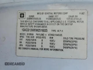1998 GMC Jimmy SL with VIN 1GKCS13WXW2516025, listed as a Copart auction lot 88762955 with 140,381 mi miles and Salvage Title. Bid and sale history available at carsss.com. Image 15.
