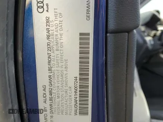2017 Audi A4 Premium with VIN WAUGNAF41HN007244, listed as a Copart auction lot 42655145 with 80,468 mi miles and Salvage Title. Bid and sale history available at carsss.com. Image 12.