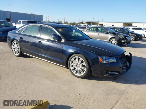 2013 Audi A8 L 4.0L with VIN WAUR2AFD3DN012893, listed as a IAAI auction lot 41209419 with 116,990 mi miles. Bid and sale history available at carsss.com. Image 1.