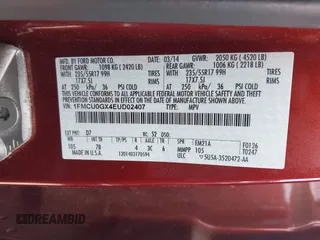 2014 Ford Escape SE with VIN 1FMCU0GX4EUD02407, listed as a IAAI auction lot 42156731 with 114,117 mi miles. Bid and sale history available at carsss.com. Image 9.