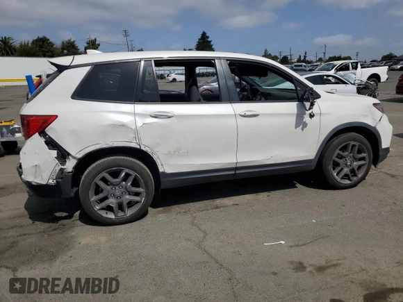 2022 Honda Passport EX-L with VIN 5FNYF7H57NB005568, listed as a Copart auction lot 54406795 with 25,681 mi miles and Salvage title. Bid and sale history available at DreamBid. Image 3.