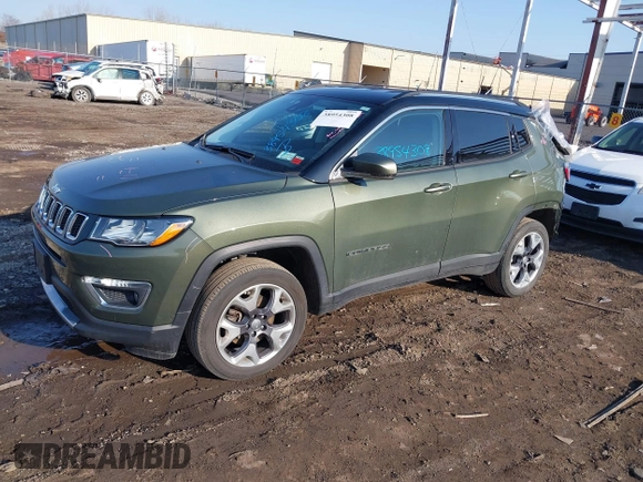 2021 Jeep Compass Limited with VIN 3C4NJDCBXMT562925, listed as a IAAI auction lot 38954308 with 55,034 mi miles and . Bid and sale history available at DreamBid. Image 2.
