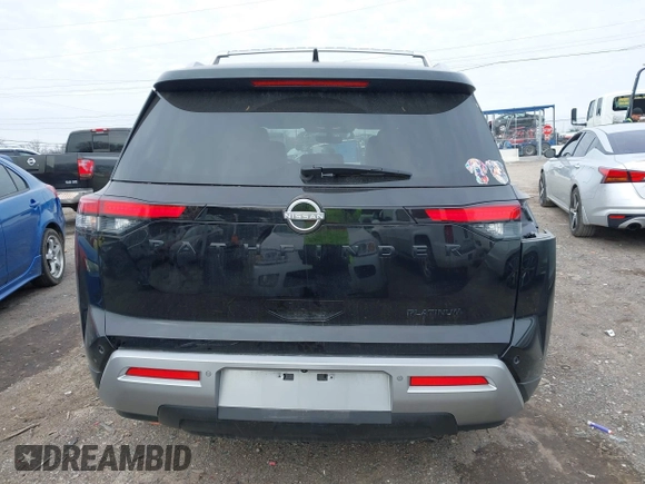 2023 Nissan Pathfinder Platinum with VIN 5N1DR3DG6PC257054, listed as a IAAI auction lot 41565552 with 9,952 mi miles and . Bid and sale history available at DreamBid. Image 17.