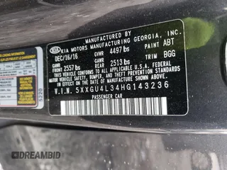 2017 Kia Optima EX with VIN 5XXGU4L34HG143236, listed as a Copart auction lot 49282095 with 152,818 mi miles and Salvage Title. Bid and sale history available at carsss.com. Image 13.