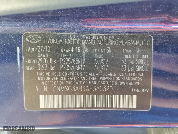 2010 Hyundai Santa Fe GLS with VIN 5NMSG3AB6AH386320, listed as a Copart auction lot 50014144 with 205,831 mi miles and Salvage Title. Bid and sale history available at carsss.com. Image 13.