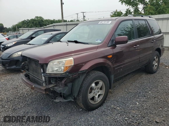 2007 Honda Pilot EX-L with VIN 2HKYF18597H523361, listed as a Copart auction lot 60176195 with 143,902 mi miles and Salvage title. Bid and sale history available at DreamBid. Image 1.
