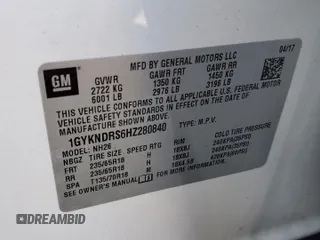 2017 Cadillac XT5 Luxury AWD z VIN 1GYKNDRS6HZ280840, wystawiony jako Copart lot #56240795 z przebiegiem 138 859 mil mil oraz Szkoda całkowita • Salvage title. Historia ofert i sprzedaży dostępna na DreamBid. Obrazek 13.