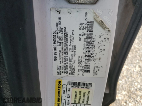 2017 Ford Fusion SE с VIN 3FA6P0H75HR392711, выставлен на аукционе Copart как лот 61758105 с пробегом 166 348 миль миль и Чистый • Clean title. История ставок и продаж доступна на DreamBid. Изображение 12.