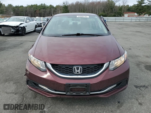 2014 Honda Civic Sedan LX with VIN 2HGFB2F5XEH500349, listed as a Copart auction lot 54086745 with 75,247 mi miles and Salvage Title. Bid and sale history available at carsss.com. Image 5.