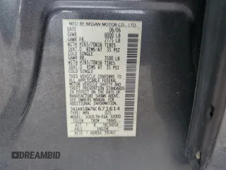 2006 Nissan Pathfinder SE with VIN 5N1AR18W76C671614, listed as a Copart auction lot 61394934 with 237,221 mi miles and Salvage Title. Bid and sale history available at carsss.com. Image 13.