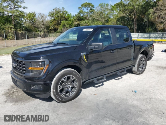 2024 Ford F-150 STX with VIN 1FTEW2KP2RKD25390, listed as a Copart auction lot 47856945 with 12,500 mi miles and Salvage Title. Bid and sale history available at carsss.com. Image 1.