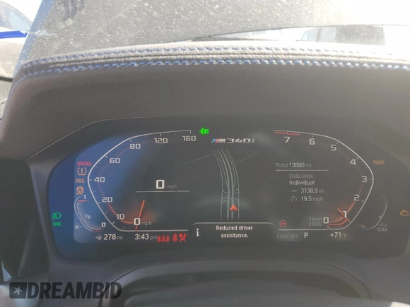 2020 BMW 3 Series M340i with VIN 3MW5U7J09L8B38905, listed as a Copart auction lot 49337725 with 13,800 mi miles and Salvage Title. Bid and sale history available at carsss.com. Image 9.