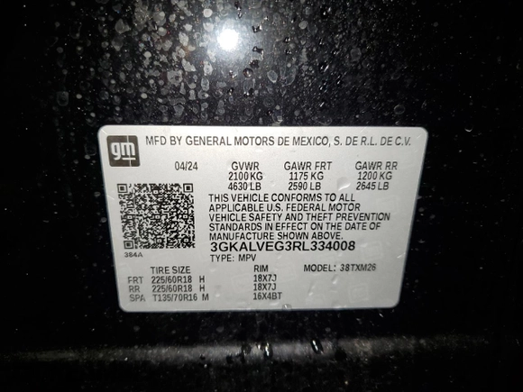 2024 GMC Terrain SLT with VIN 3GKALVEG3RL334008, listed as a Copart auction lot 61628685 with 21,573 mi miles and Clean title. Bid and sale history available at DreamBid. Image 13.