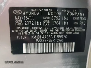 2012 Hyundai Elantra Limited with VIN KMHDH4AE8CU185970, listed as a Copart auction lot 65703595 with 153,374 mi miles and Clean title. Bid and sale history available at DreamBid. Image 12.