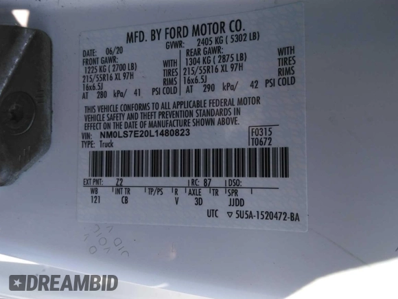 2020 Ford Transit Connect XL с VIN NM0LS7E20L1480823, выставлен на аукционе IAAI как лот 42723355 с пробегом 91 347 миль миль и . История ставок и продаж доступна на DreamBid. Изображение 18.