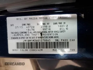 2016 Mazda 3 S Touring с VIN JM1BM1M36G1278865, выставлен на аукционе Copart как лот 44366965 с пробегом 131 766 миль миль и Списание • Salvage title. История ставок и продаж доступна на DreamBid. Изображение 12.