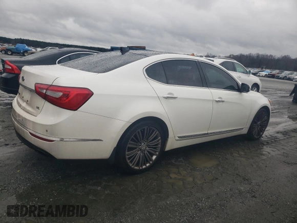 2014 Kia Cadenza Premium with VIN KNALN4D76E5148948, listed as a Copart auction lot 84216514 with 164,612 mi miles and Salvage Title. Bid and sale history available at carsss.com. Image 3.