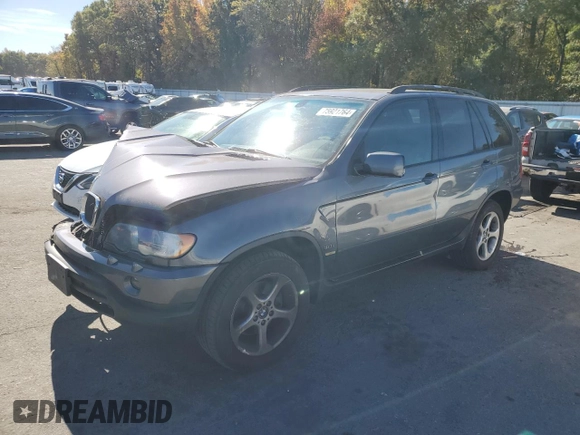 2002 BMW X5 3.0i with VIN 5UXFA53552LP30630, listed as a Copart auction lot 75921764 with 157,669 mi miles and Salvage Title. Bid and sale history available at carsss.com. Image 1.