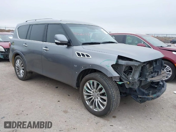 2015 Infiniti QX80 with VIN JN8AZ2NF1F9571315, listed as a IAAI auction lot 41522434 with 166,947 mi miles. Bid and sale history available at carsss.com. Image 1.