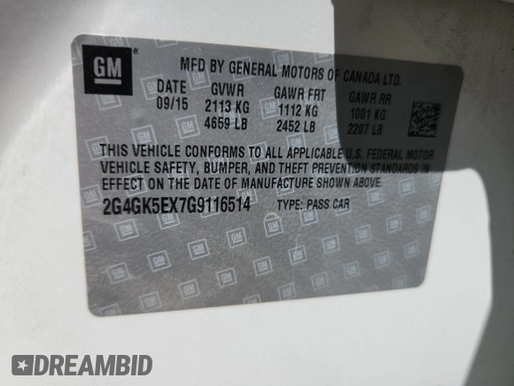 2016 Buick Regal with VIN 2G4GK5EX7G9116514, listed as a Copart auction lot 64417535 with 141,515 mi miles and Salvage title. Bid and sale history available at DreamBid. Image 12.