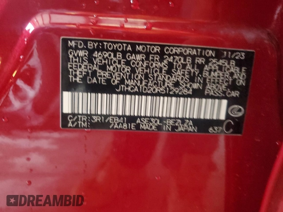 2024 Lexus IS 300 z VIN JTHCA1D20R5129284, wystawiony jako Copart lot #58950015 z przebiegiem 22 309 mil mil oraz Szkoda całkowita • Salvage title. Historia ofert i sprzedaży dostępna na DreamBid. Obrazek 12.
